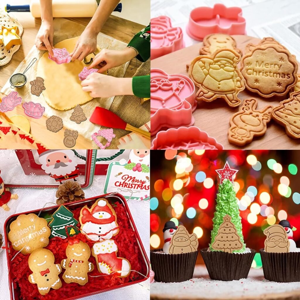16 Bitar Mögel Kakor Christmas Cookie Cutter Jul Kakor Formar 3D Cutters Christmas Cookies, För att dekorera Cake Cake Cracker (A)