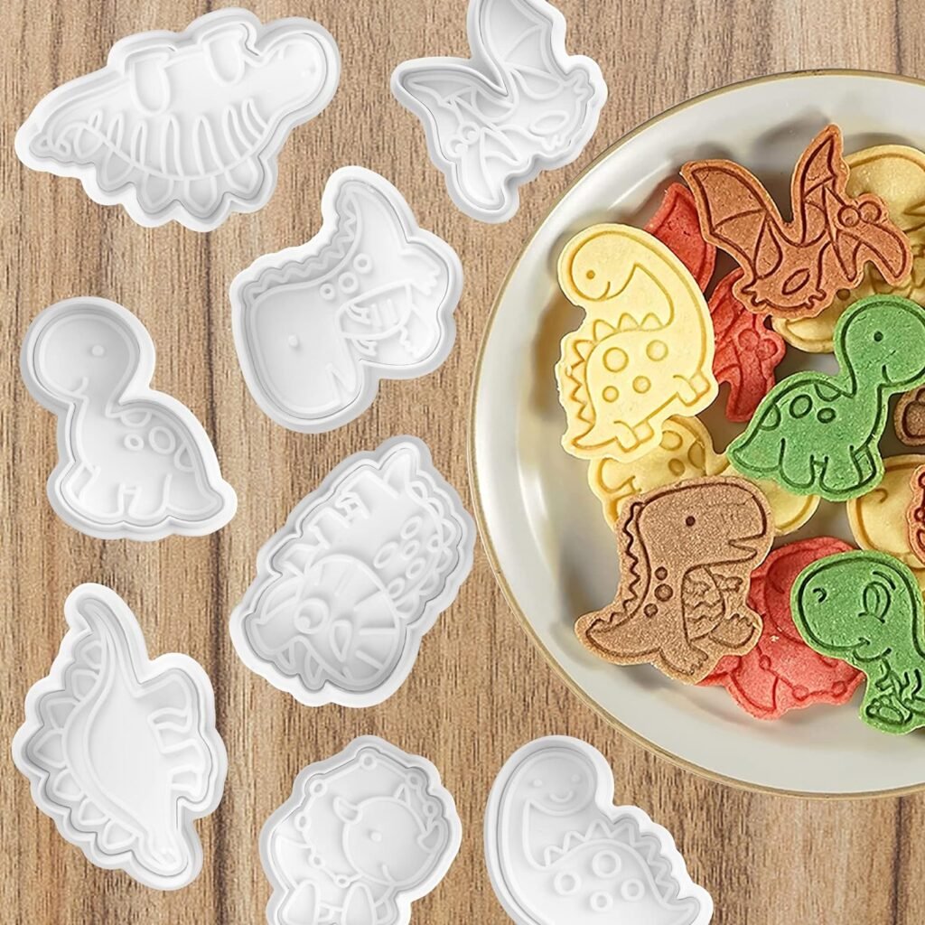 Dinosaurie kakformar set 8 st djur kex formar fondant skärare kolv bakning form kakstämplar kex gör-det-själv prägling kakform pressar